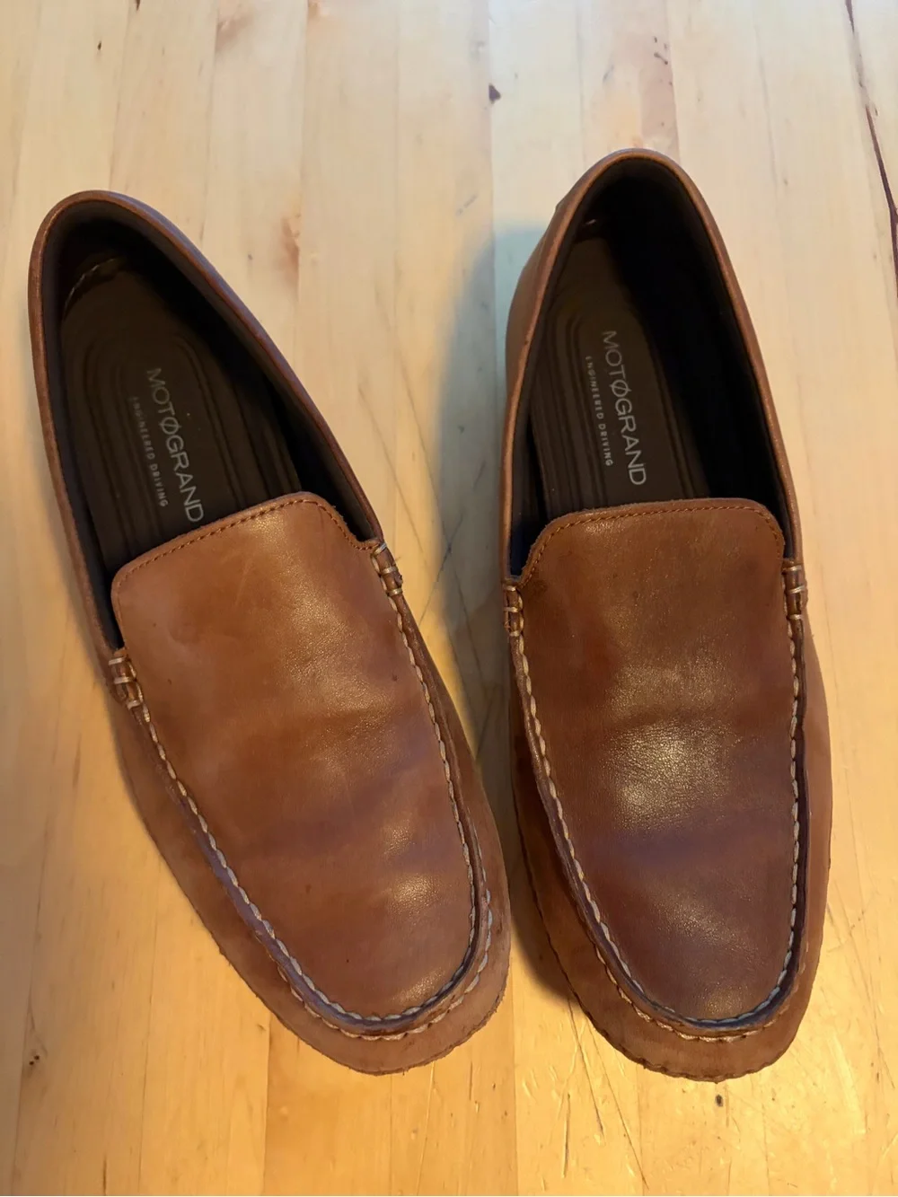 Cole Haan Tan Leather Moc Toe Slip-Ons